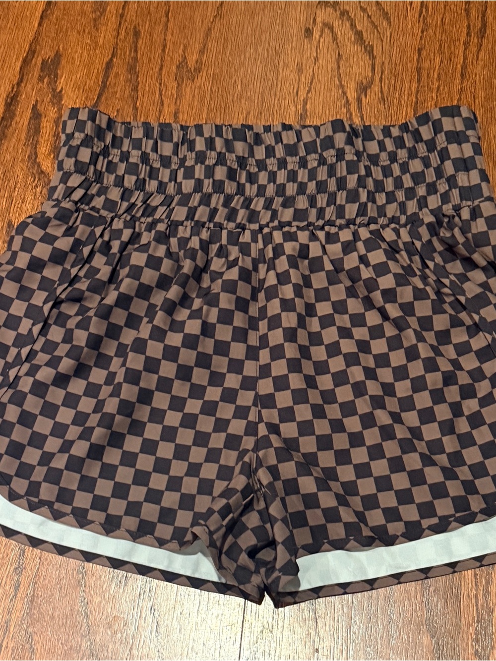 Pink Lily Brown and Black Checkerboard Athletic Shorts